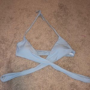 Iight blue wrap swimsuit top